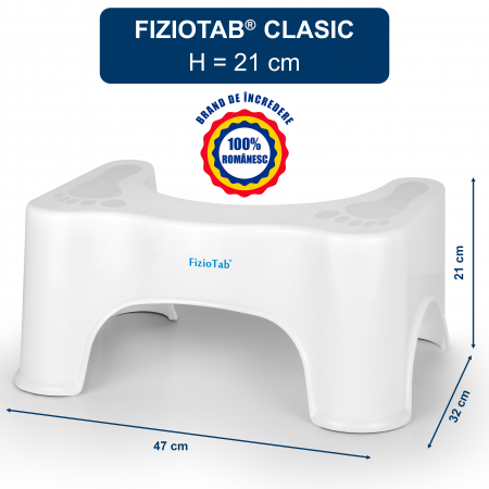 Taburet WC FizioTab®, Solutia Naturala Impotriva Constipatiei Si Hemoroizilor, Scaunel Inaltator WC Pentru Pozitia Corecta Pe Toaleta, Alb, Inaltime 21 cm [2]