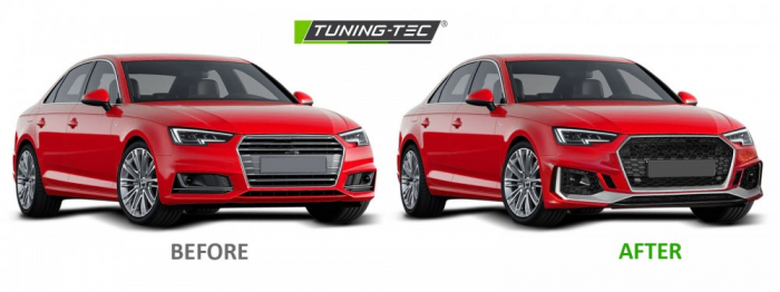 Bara fata AUDI A4 B9 08.15-19 RS4 STYLE PDC cu grile argintiu cu negru [4]