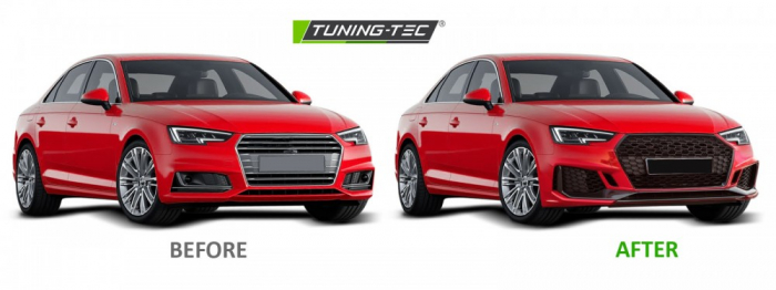 Bara fata AUDI A4 B9 08.15-19 RS4 STYLE PDC cu grile negre lucioase [5]