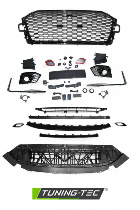 Bara fata AUDI A4 B9 08.15-19 RS4 STYLE PDC cu grile negre lucioase [4]
