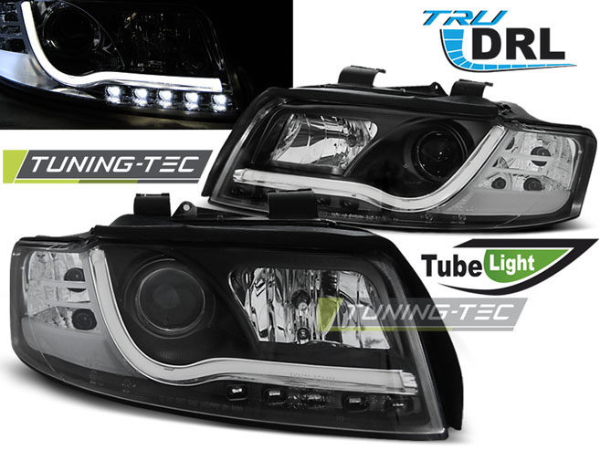Faruri AUDI A4 10.00-10.04 TUBE LIGHTS NEGRU TRU DRL [1]