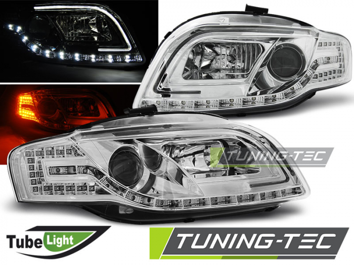 Faruri AUDI A4 B7 11.04-03.08 LED TUBE LIGHTS CROM [1]