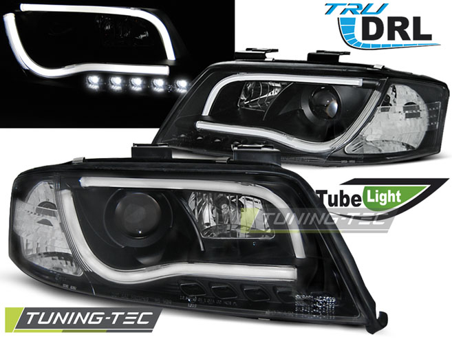 Faruri AUDI A6 05.97-05.01 TUBE LIGHTS TRU DRL NEGRU [1]