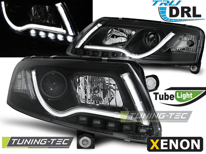 Faruri AUDI A6 C6 04-08 XENON TUBE LIGHTS TRU DRL NEGRU [1]