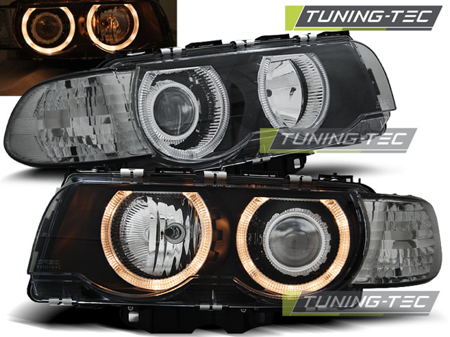 Faruri BMW E38 09.98-07.01 H7/H7 ANGEL EYES NEGRU [1]