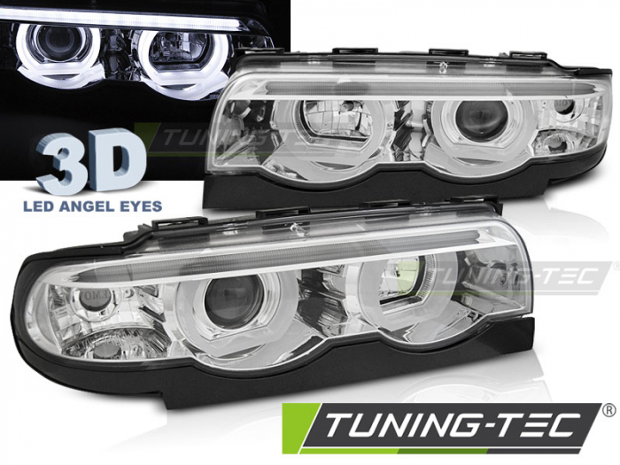 Faruri BMW E38 94-01 3D ANGEL EYES LED fond crom  [1]