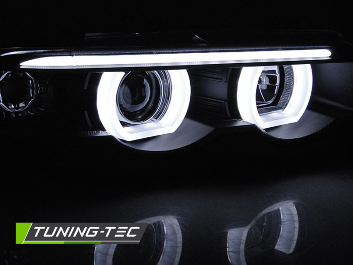 Faruri BMW E38 94-01 3D ANGEL EYES LED fond negru [3]
