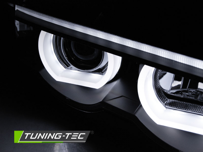 Faruri BMW E38 94-01 3D ANGEL EYES LED fond negru [2]