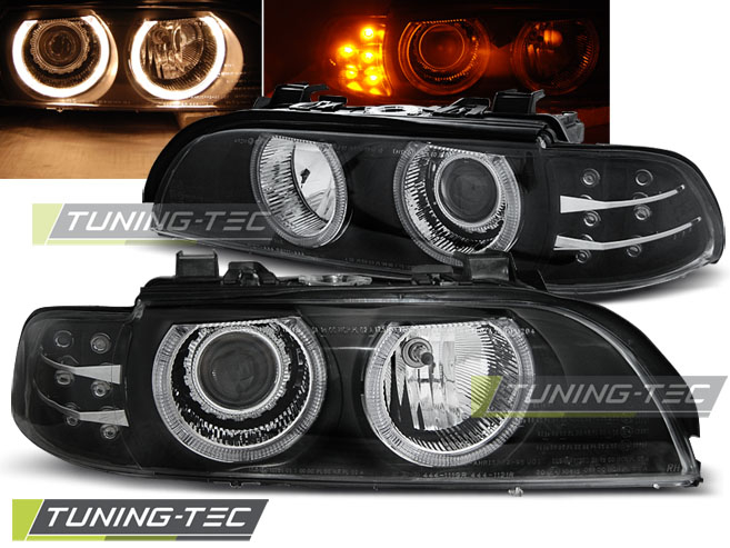 Faruri BMW E39 09.95-06.03 ANGEL EYES NEGRU LED INDIC. [1]