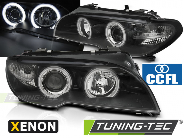 Faruri BMW E46 04.03-06 COUPE CABRIO ANGEL EYES CCFL XENON NEGRU [1]