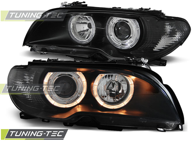 Faruri BMW E46 04.03-06 COUPE CABRIO ANGEL EYES NEGRU [1]
