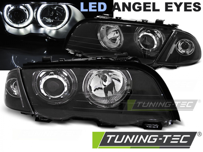 Faruri BMW E46 05.98-08.01 S/T ANGEL EYES LED NEGRU [1]