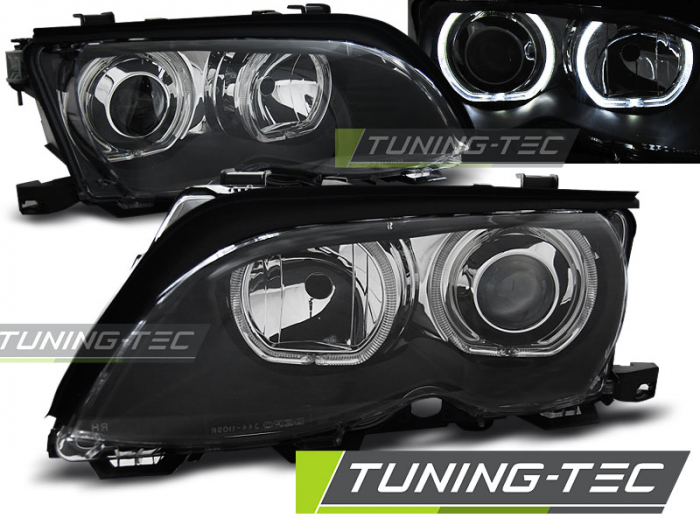 Faruri BMW E46 09.01-03.05 ANGEL EYES LED NEGRU [1]