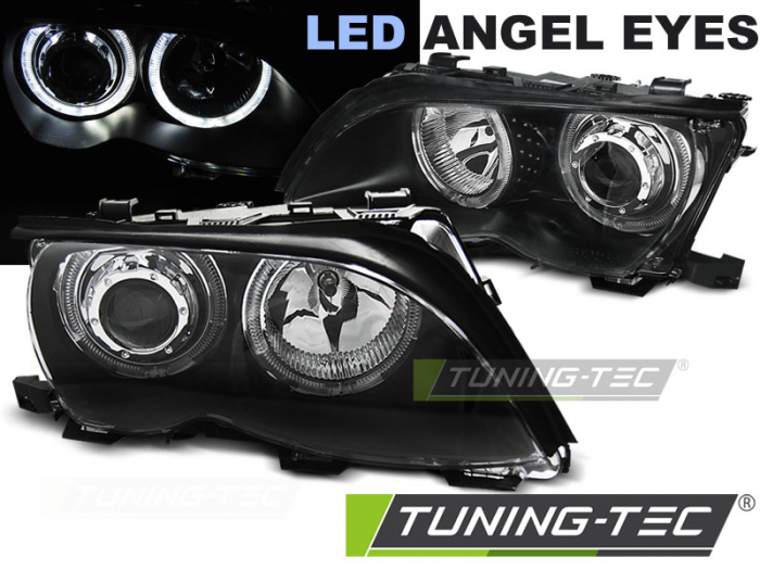 Faruri BMW E46 09.01-03.05 ANGEL EYES LED NEGRU [1]
