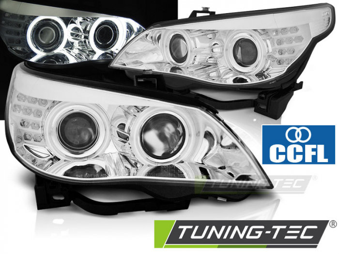 Faruri BMW E60/E61 03-07 ANGEL EYES CCFL CROM LED INDIC. [1]