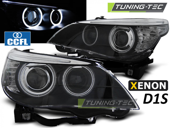 Faruri BMW E60/E61 05-07 CCFL HID D1S DUAL PROJECTOR NEGRU [1]