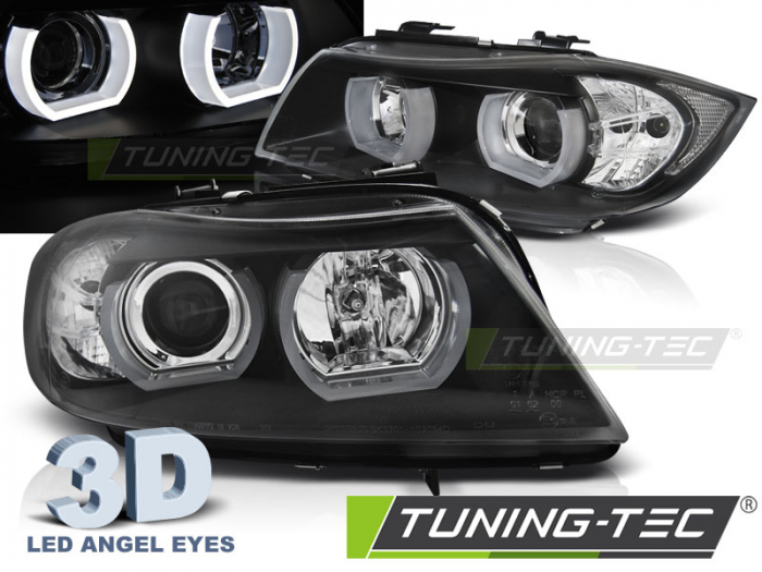 Faruri BMW E90/E91 03.05-08.08 3D U-TYPE NEGRU [1]