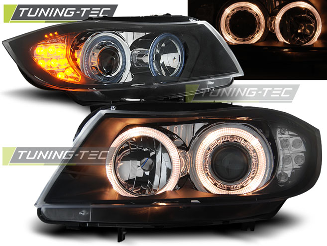 Faruri BMW E90/E91 03.05-08.08 ANGEL EYES NEGRU LED INDICATOR [1]