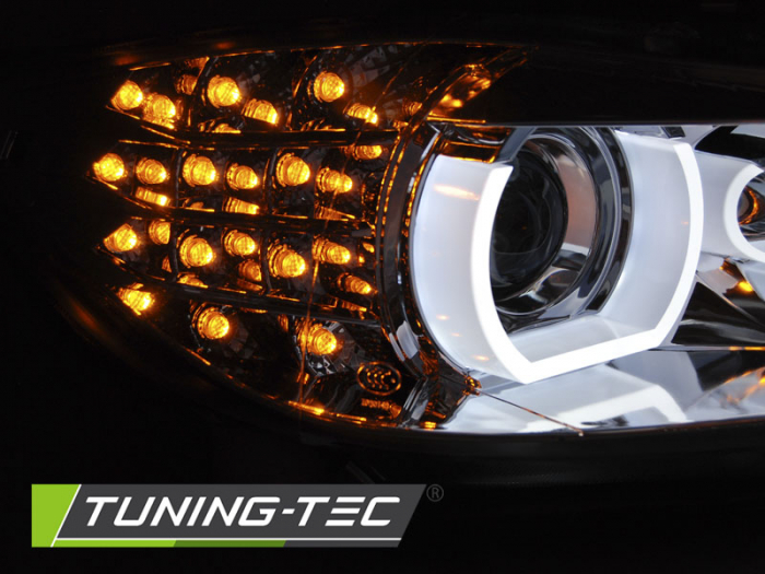 Faruri BMW E90/E91 LCI 09-11 HID DRL crom semnalizari LED [2]