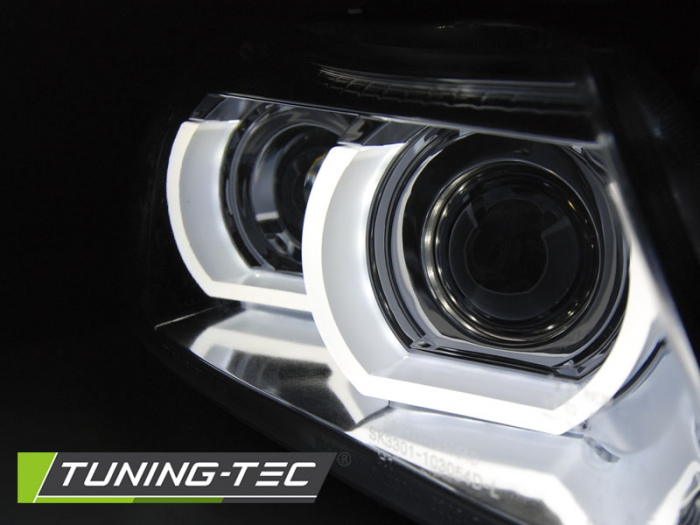 Faruri BMW E90/E91 LCI 09-11 HID DRL crom semnalizari LED [4]