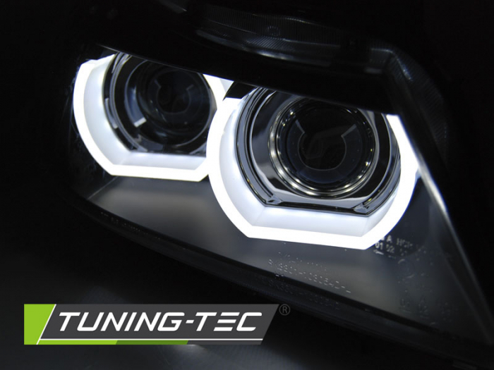 Faruri BMW E90/E91 LCI 09-11 HID DRL negru semnalizari LED [2]