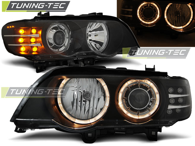 Faruri BMW X5 E53 09.99-10.03 ANGEL EYES NEGRU LED INDICATOR XENON [1]