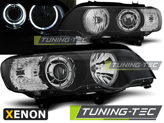 Faruri BMW X5 E53 09.99-10.03 LED ANGEL EYES XENON NEGRU [1]