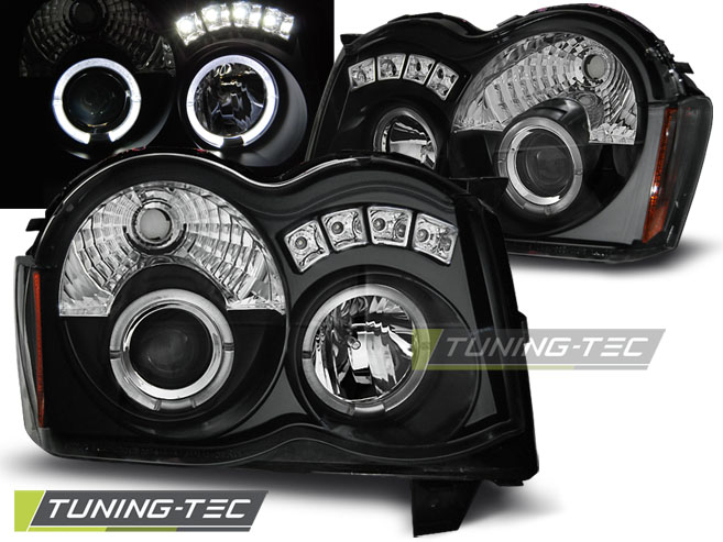 Faruri CHRYSLER JEEP GRAND CHEROKEE 08-10 ANGEL EYES NEGRU [1]