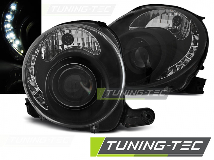 Faruri FIAT 500 07-  NEGRU LED [1]