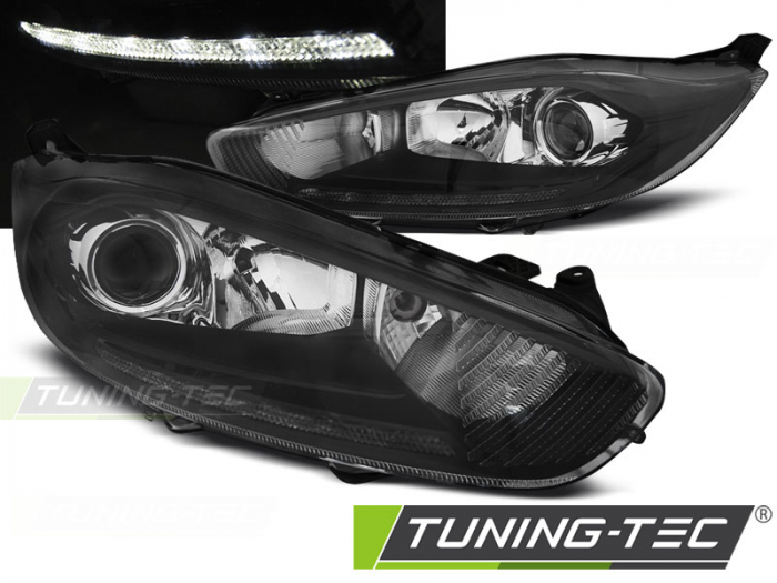 Faruri FORD FIESTA MK7 13- LED DRL NEGRU [1]