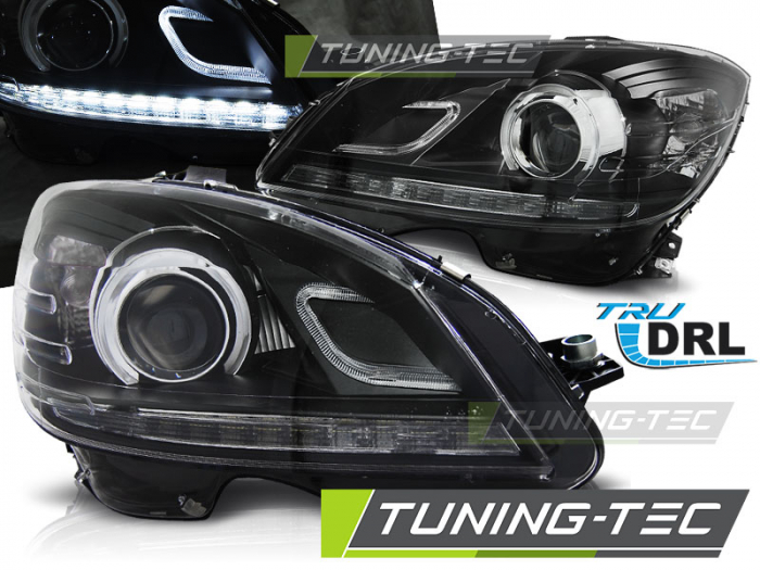 Faruri MERCEDES W204 07-10 TRUE DRL NEGRU [1]