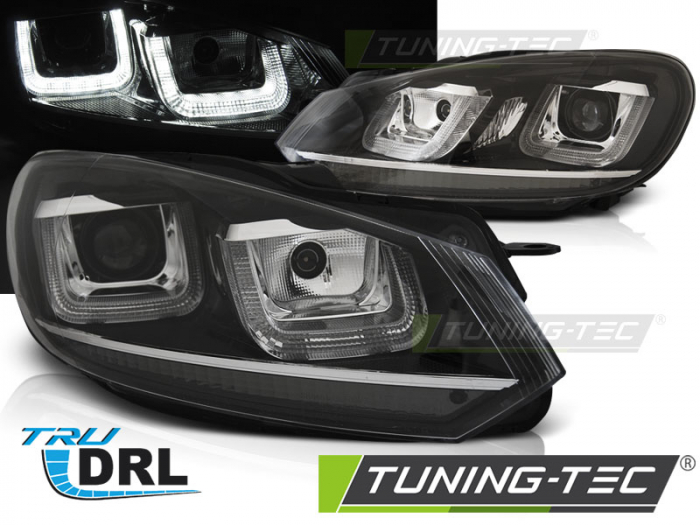 Faruri VW GOLF 6 08-12 U-TYPE NEGRU CROM LINE DRL [1]