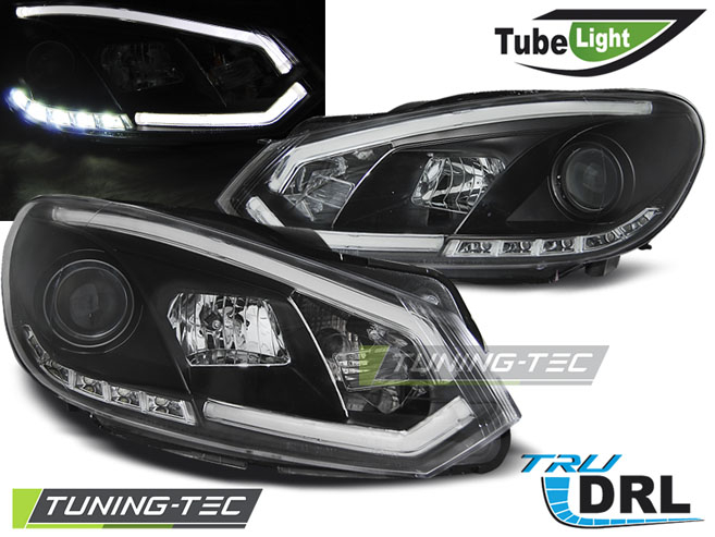 Faruri VW GOLF 6 10.08-12  NEGRU TUBE LIGHTS TRU DRL [1]