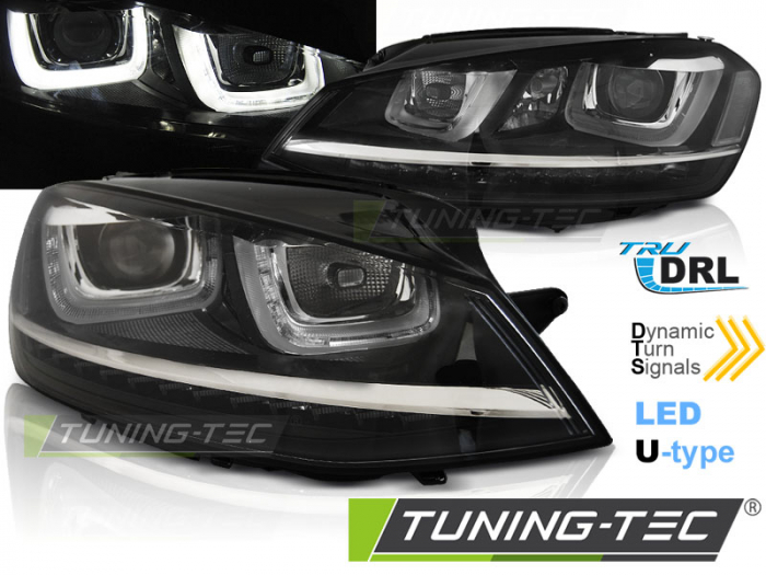 Faruri VW GOLF 7 11.12-  U-TYPE NEGRU DRL SEQ [1]