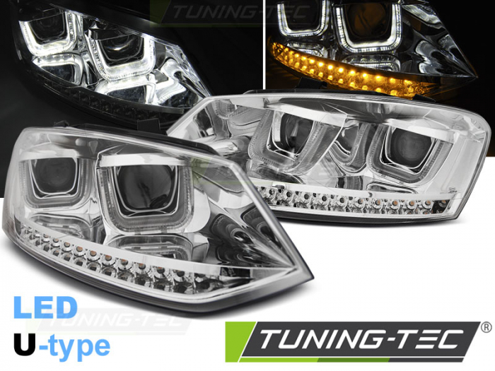 Faruri VW POLO 6R 09-03.14 U-TYPE LED CROM [1]