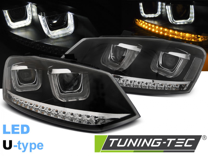 Faruri VW POLO 6R 09-03.14 U-TYPE LED NEGRU [1]