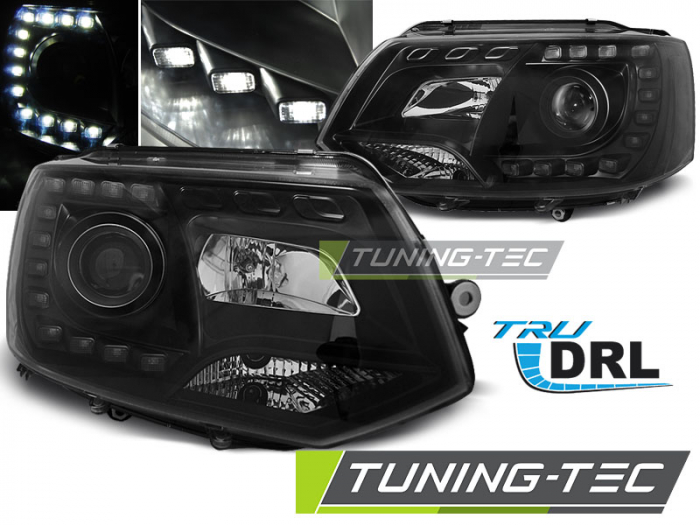 Faruri VW T5 2010-2015  NEGRU TRU DRL [1]
