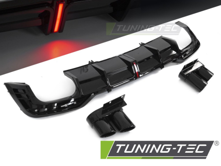 Tuning aerodinamic - Difuzor Audi A5 F5 S-Line cu Stop LED Glossy Black 2019–2023