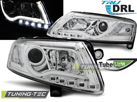 Faruri - Faruri AUDI A6 C6 04.04-08 LED TUBE LIGHTS TRUE DRL CROM