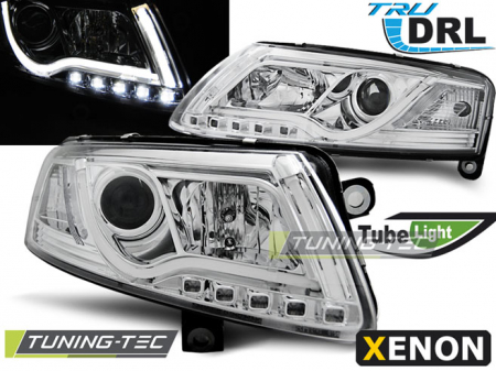 Faruri - Faruri AUDI A6 C6 04-08 XENON TUBE LIGHTS TRU DRL CROM