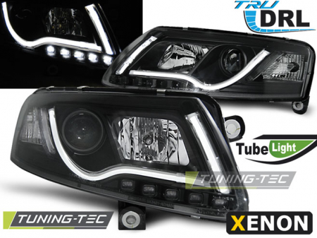 Faruri - Faruri AUDI A6 C6 04-08 XENON TUBE LIGHTS TRU DRL NEGRU