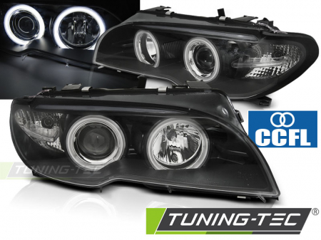 Faruri BMW E46 04.03-06 COUPE CABRIO ANGEL EYES CCFL NEGRU