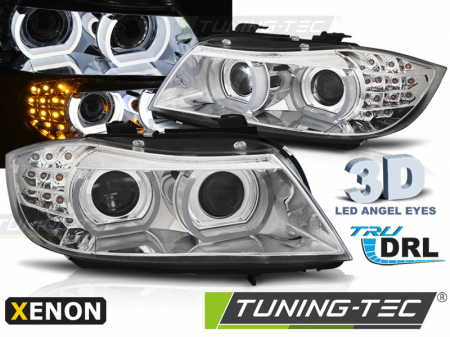 Tuning iluminari - Faruri BMW E90/E91 LCI 09-11 HID DRL crom semnalizari LED