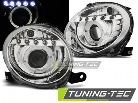 Faruri - Faruri FIAT 500 07- PROJEKTOR CROM LED