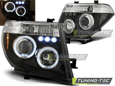 Tuning iluminari - Faruri NISSAN NAVARA D40/PATHFINDER 05-10 ANGEL EYES NEGRU