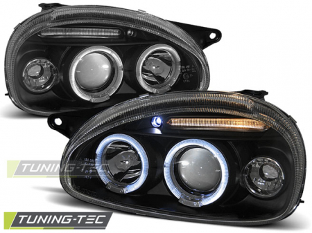 Tuning iluminari - Faruri OPEL CORSA B 02.93-10.00 ANGEL EYES NEGRU