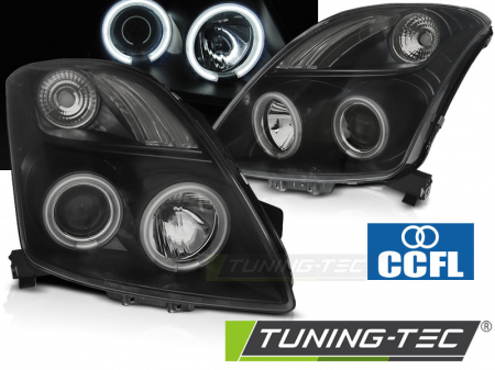 Tuning iluminari - Faruri SUZUKI SWIFT 05.05-10 CCFL ANGEL EYES NEGRU