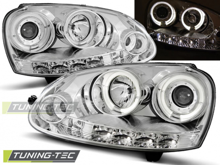 Tuning iluminari - Faruri VW GOLF 5 10.03-09 ANGEL EYES CROM