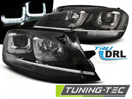 Tuning iluminari - Faruri VW GOLF 7 11.12-  U-TYPE NEGRU WITH CROM LINE