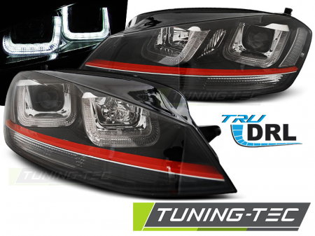 Tuning iluminari - Faruri VW GOLF 7 11.12-  U-TYPE NEGRU WITH RED LINE GTI LOOK